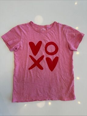 Primary Pink Tee with Red XOXO Heart Graphic